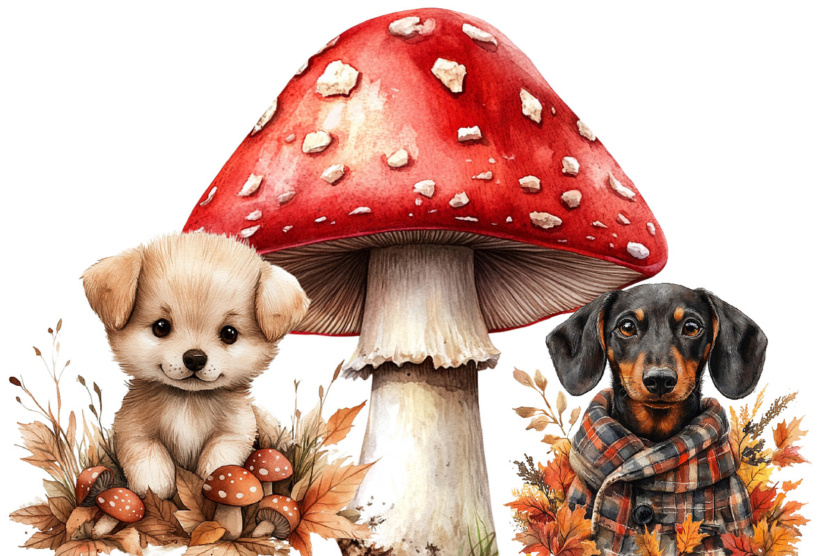 Watercolor Autumn Dog Clipart, an Illustration by Designworld (Photo 4 of 5)