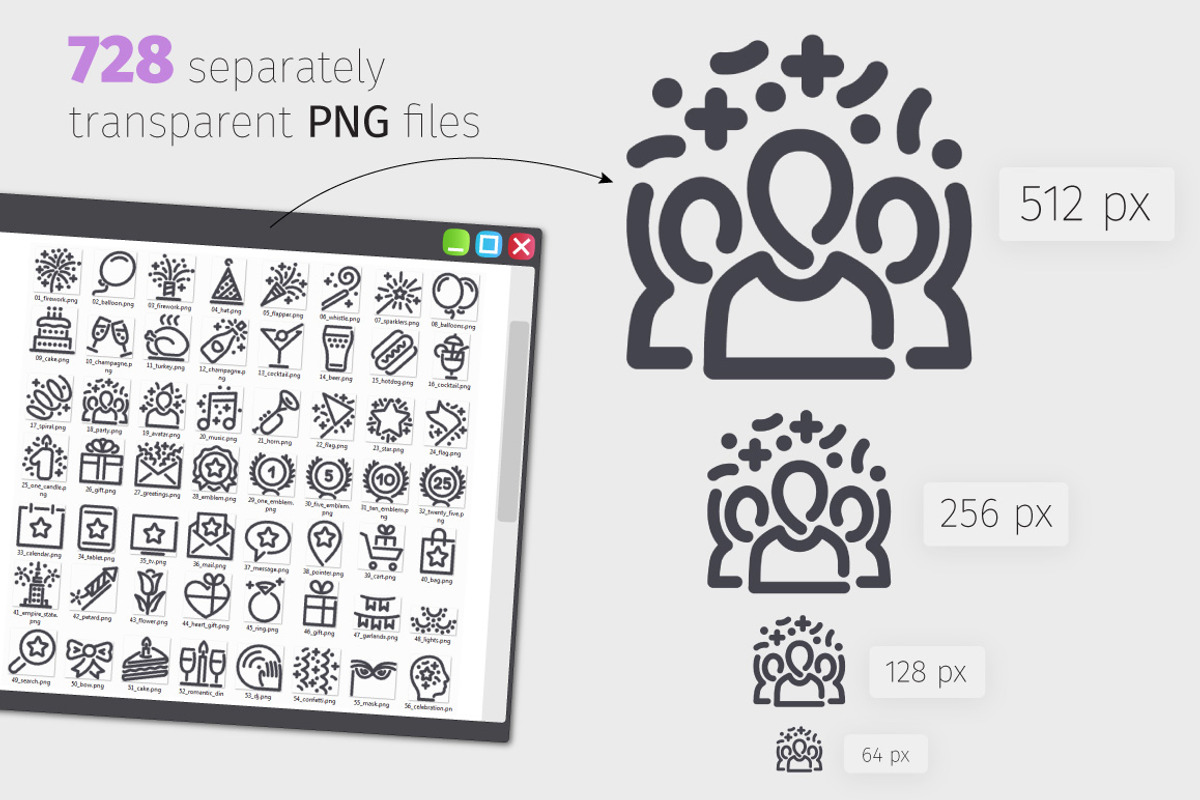 Holidays 728 Line Icons Bundle, an Outline Icon by Voysla's Shop (Photo 5 of 8)
