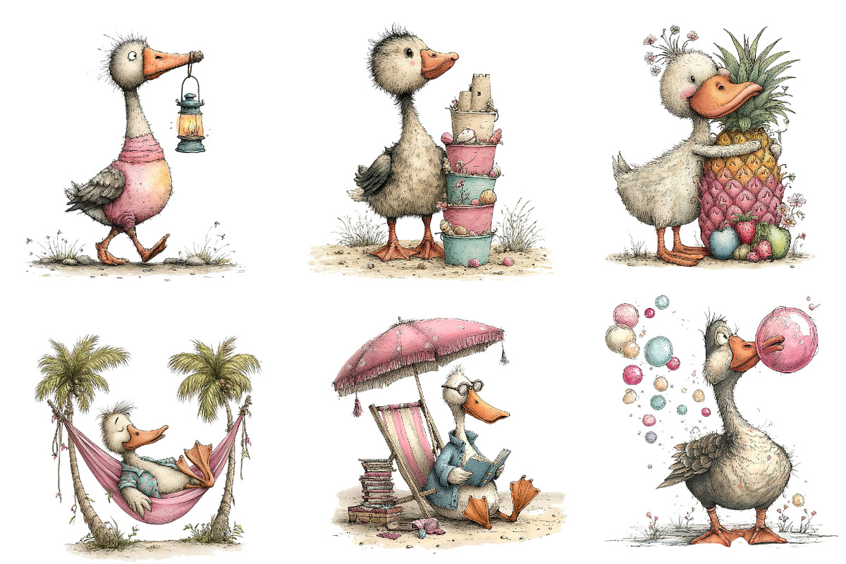 Whimsical Summer Goose Clipart Set, an Illustration by Dream Creation (Photo 4 of 5)