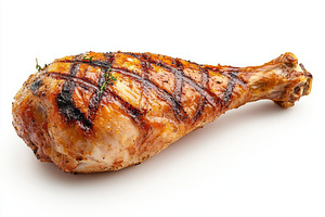 Juicy grilled chicken leg with a crispy exterior and grilling marks, garnished, a Background Photo by ImageMir