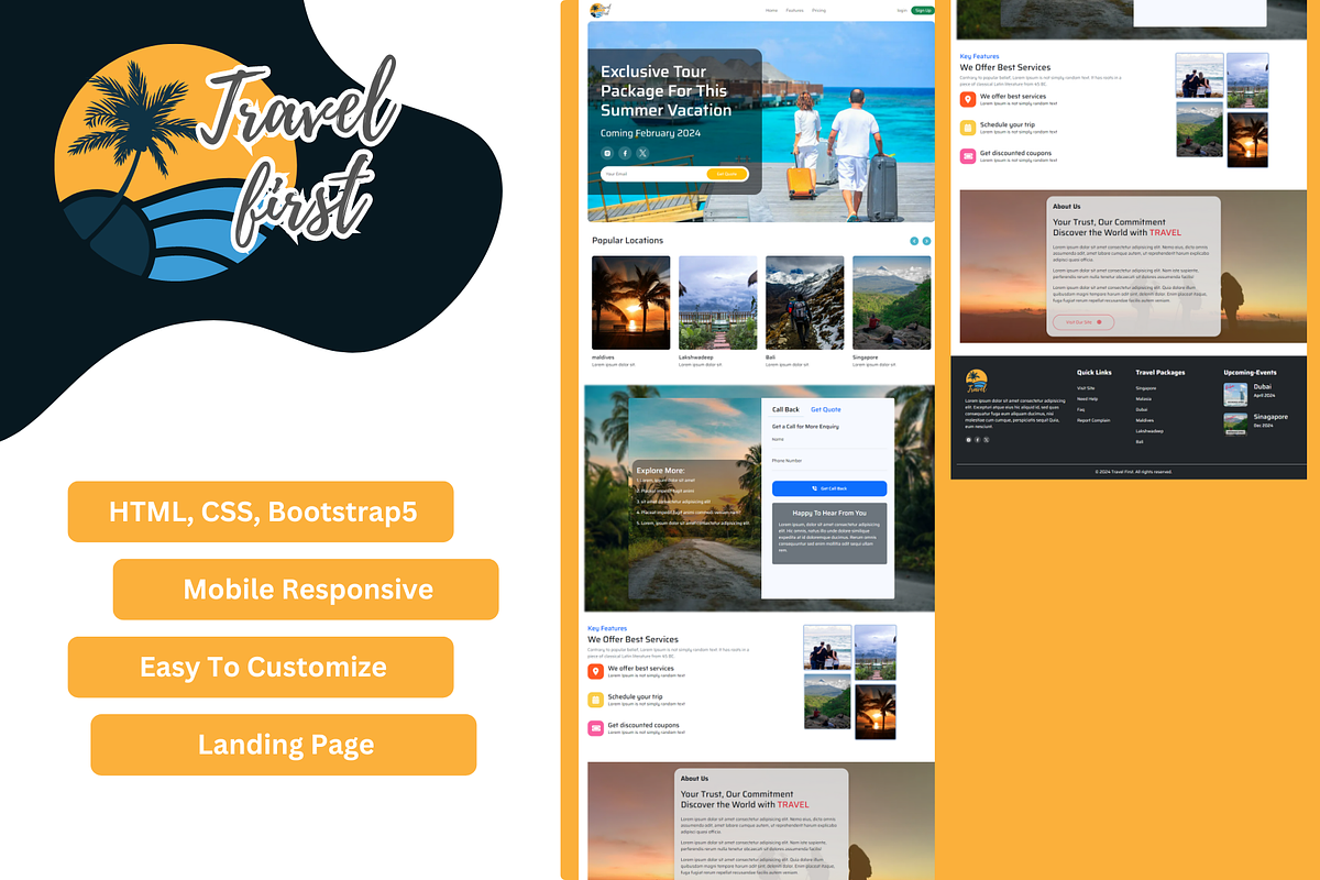TravelFirst Landing Page, a Landing Page Template by Lucid_Solutions (Photo 1 of 2)