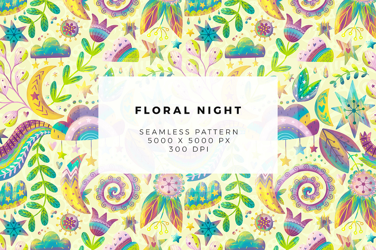 Floral Night - Kids Pattern, a Pattern Graphic by Velliniki (Photo 8 of 11)