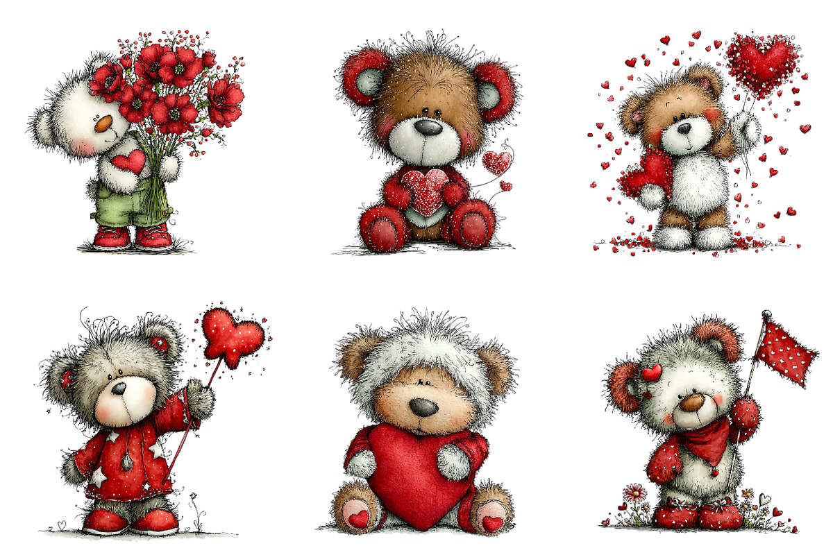 Whimsical Valentines Bear Clipart, an Illustration by Dream Creation (Photo 5 of 6)