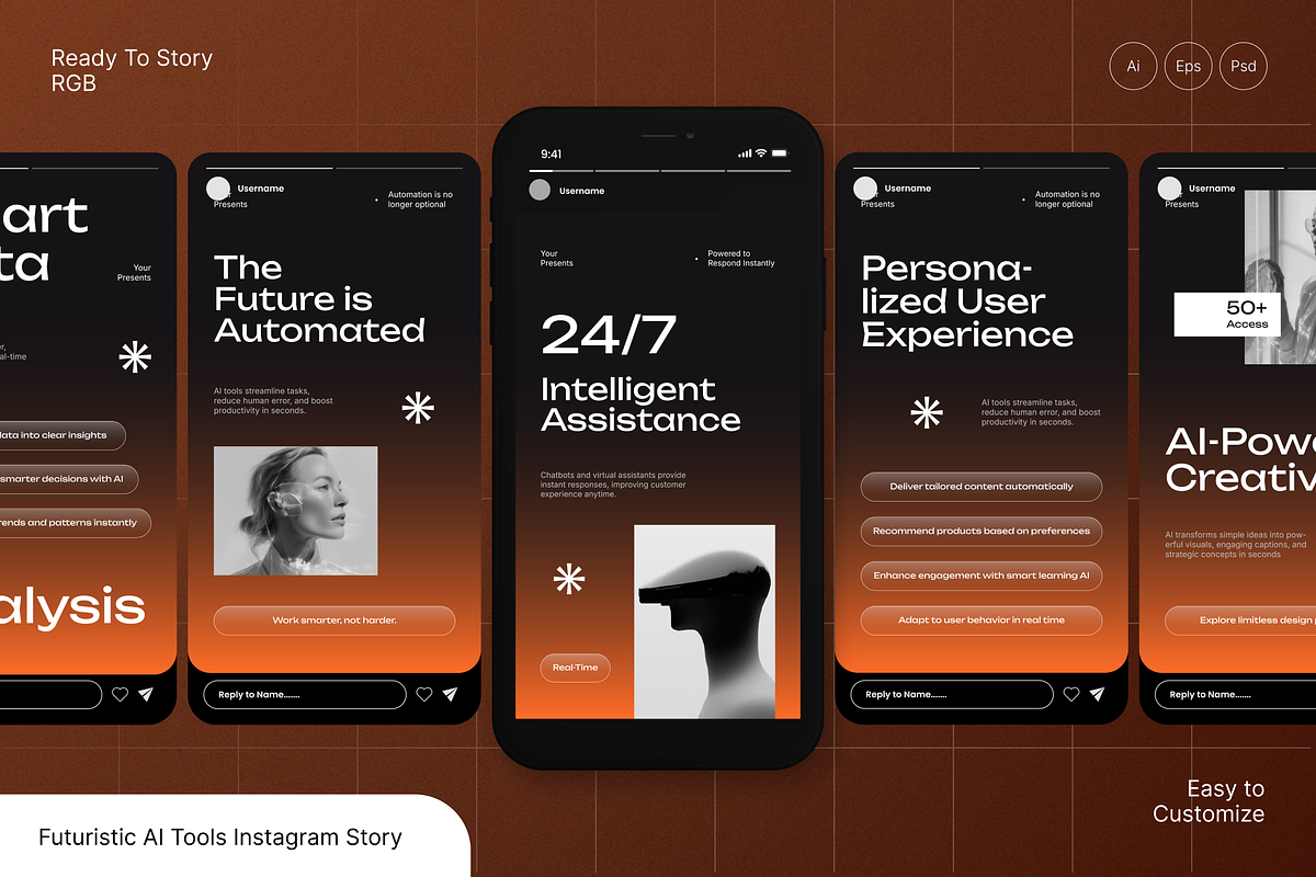 Futuristic AI Tools Instagram Story, a Social Media Template by Annora Studio (Photo 1 of 6)