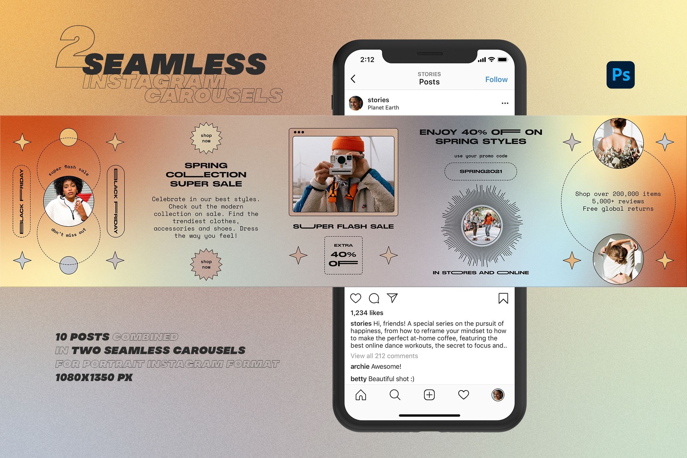 Shape & Gradient Instagram Carousels, a Social Media Template by Andrew ...
