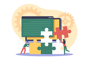 Teamwork, collaboration of, a Technology Illustration by YummyBuum