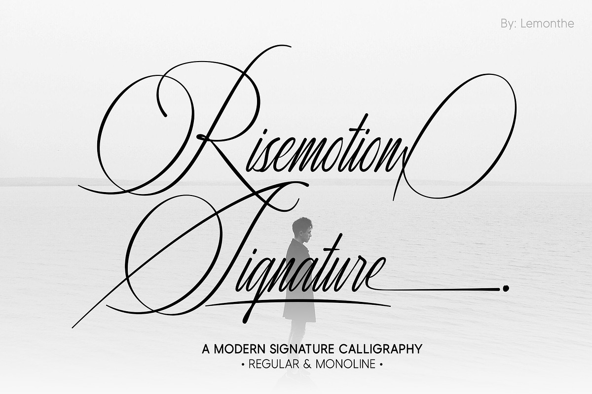 Risemotion Signature Font, a Script Font by Lemonthe (Photo 1 of 12)