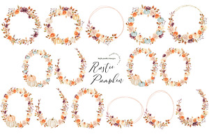 Mint Orange Pumpkin Bundle Clipart