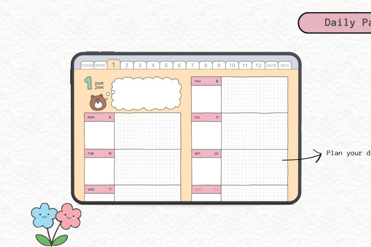 2026 Cute Digital Planner, a Templates & Theme by Sahara (Photo 5 of 5)
