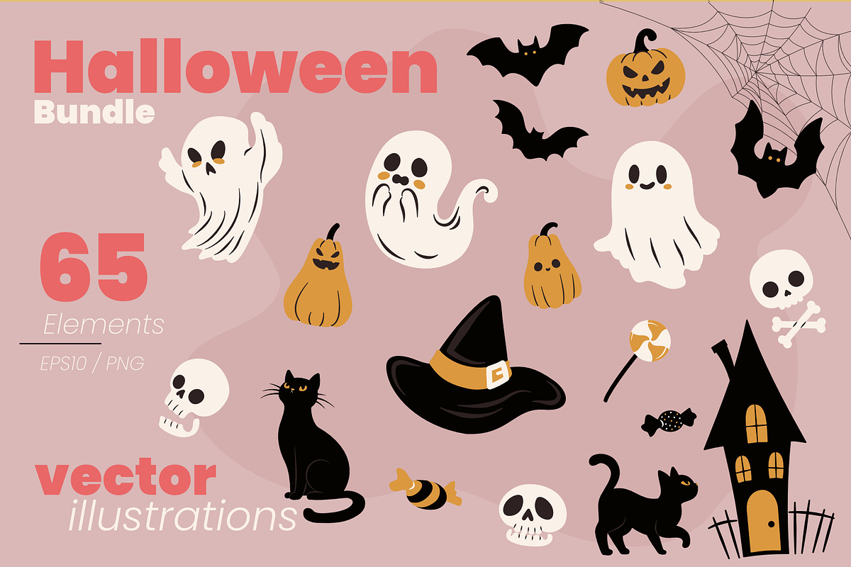 Halloween bundle, a Seasonal Illustration by moja doodle (Photo 1 of 6)