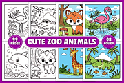 Cute Zoo Animals Coloring Book, an Animal Illustration by Ink Gallery (Thumbnail 1 of 5)