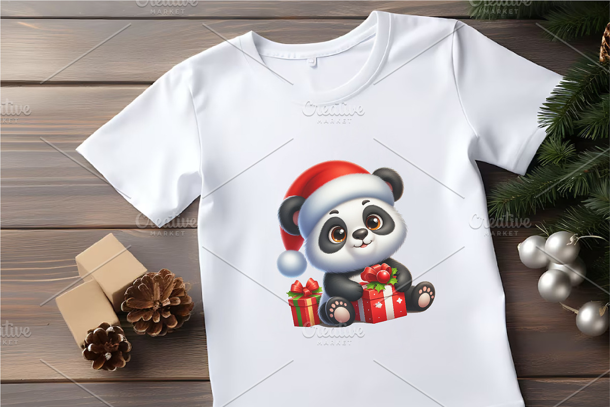 Christmas Panda. T-Shirt, PNG., an Animal Illustration by KENO Mascots (Photo 3 of 8)