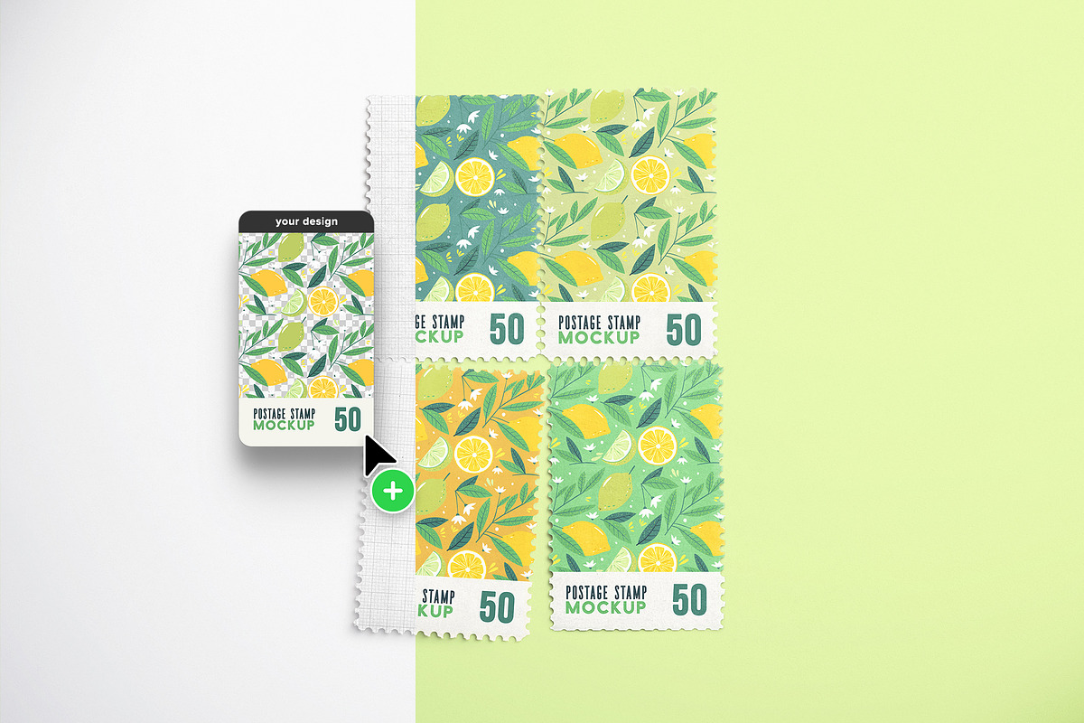 Four Postage Stamps Mockup, an Advertising Mockup by Custom Scene (Photo 6 of 11)
