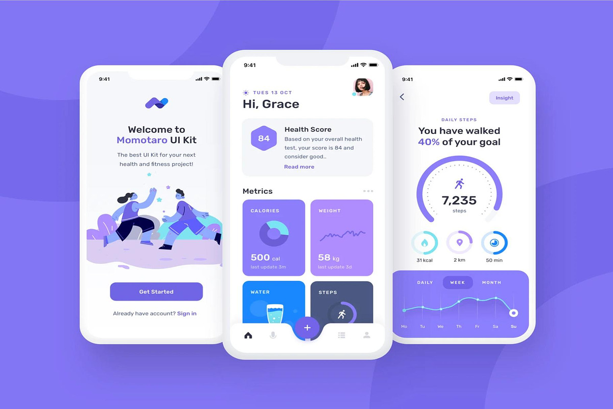 Momotaro Health UI Kit, an UI Kit Template by Creative Perspective (Photo 2 of 8)