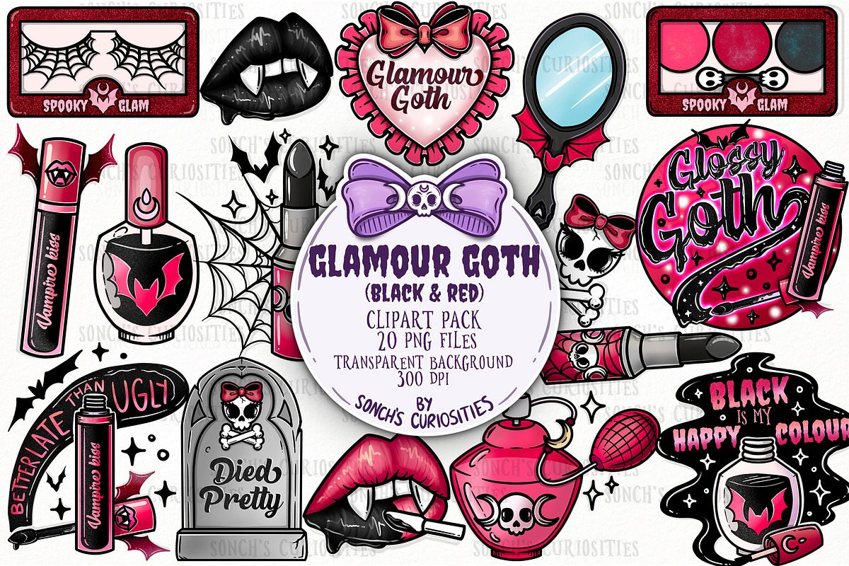 Glamour Goth Makeup - PNG clipart, an Object Illustration by Sonch' s Curiosities (Photo 1 of 3)