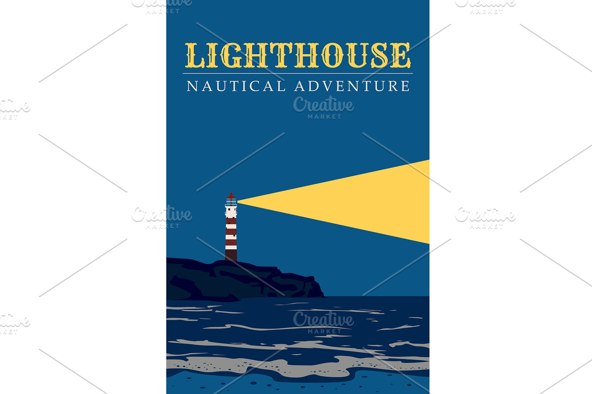 Poster Lighthouse tower, beacon on, an Illustration by Vector_Up
