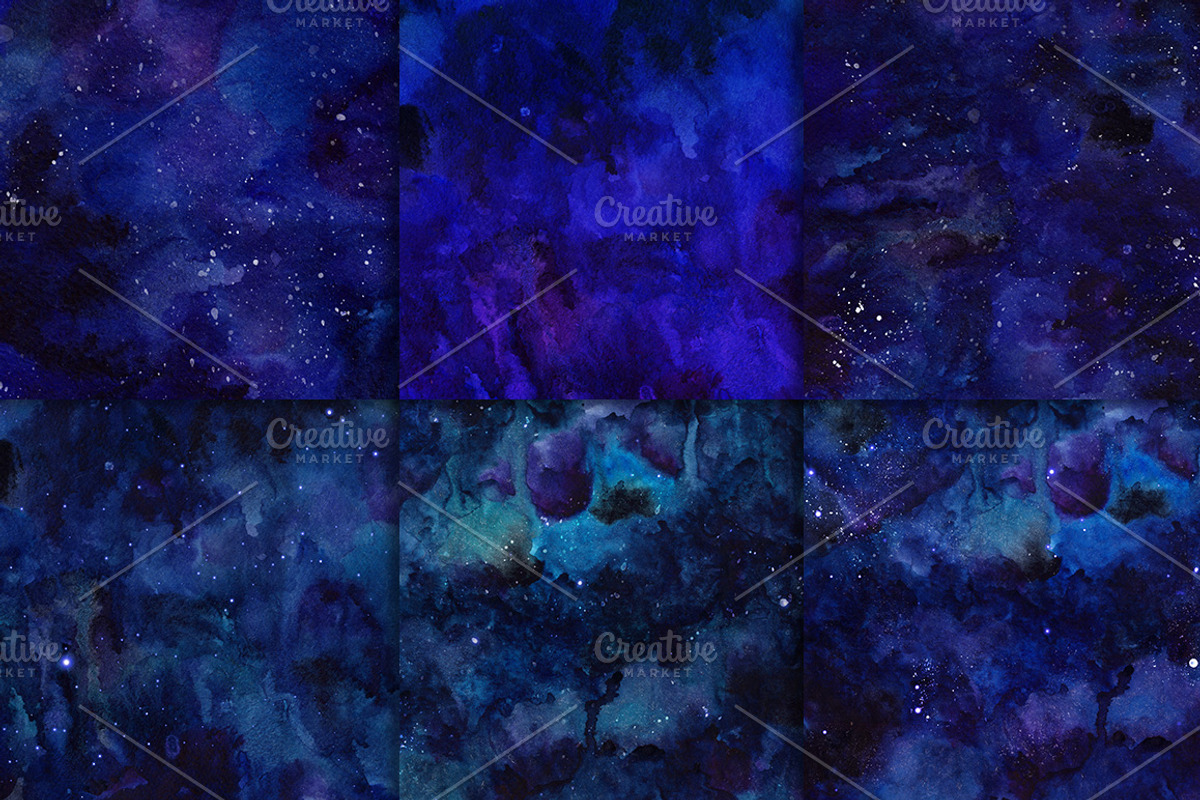 Space watercolor textures preview 3