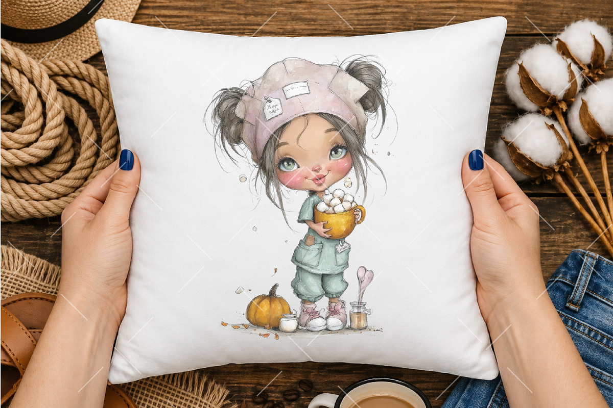 Autumn Whimsical Nurse Clipart, a Seasonal Illustration by OK Design (Photo 4 of 6)