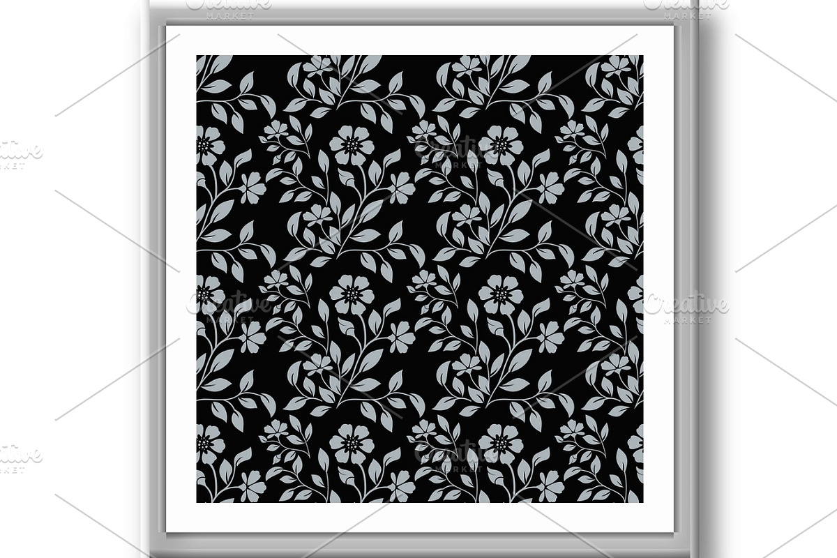 Flower pattern. Seamless black and, a Pattern Graphic by RODINA (Photo 3 of 3)