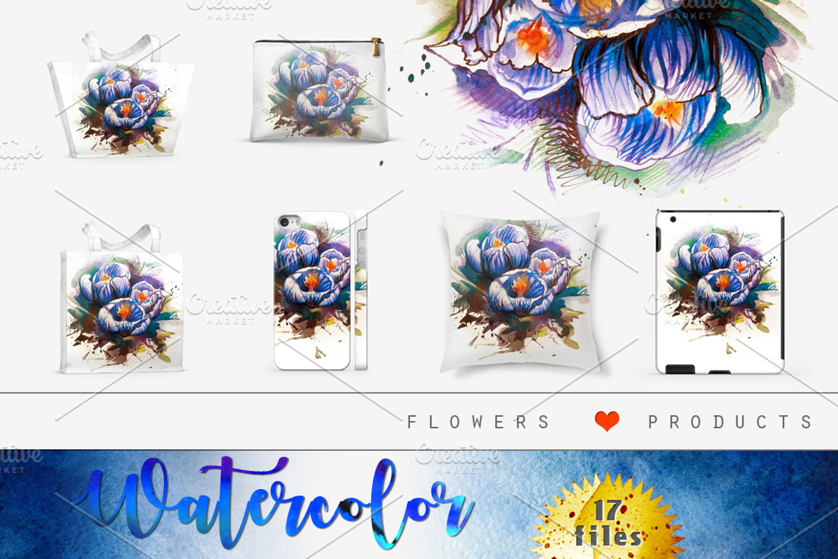 Spring flowers, watercolor painting, a Texture Illustration by Allween (Photo 2 of 7)