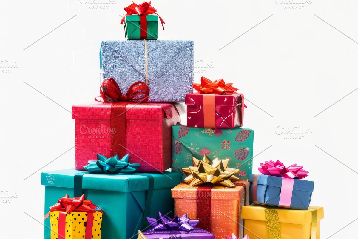 86 Gift boxes with ribbons and bows, a Holiday Photo by Handmadefont (Photo 54 of 90)