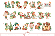 Christmas Elf Watercolor Clipart Set, a Decorative Illustration by MockupWizard (Thumbnail 3 of 6)