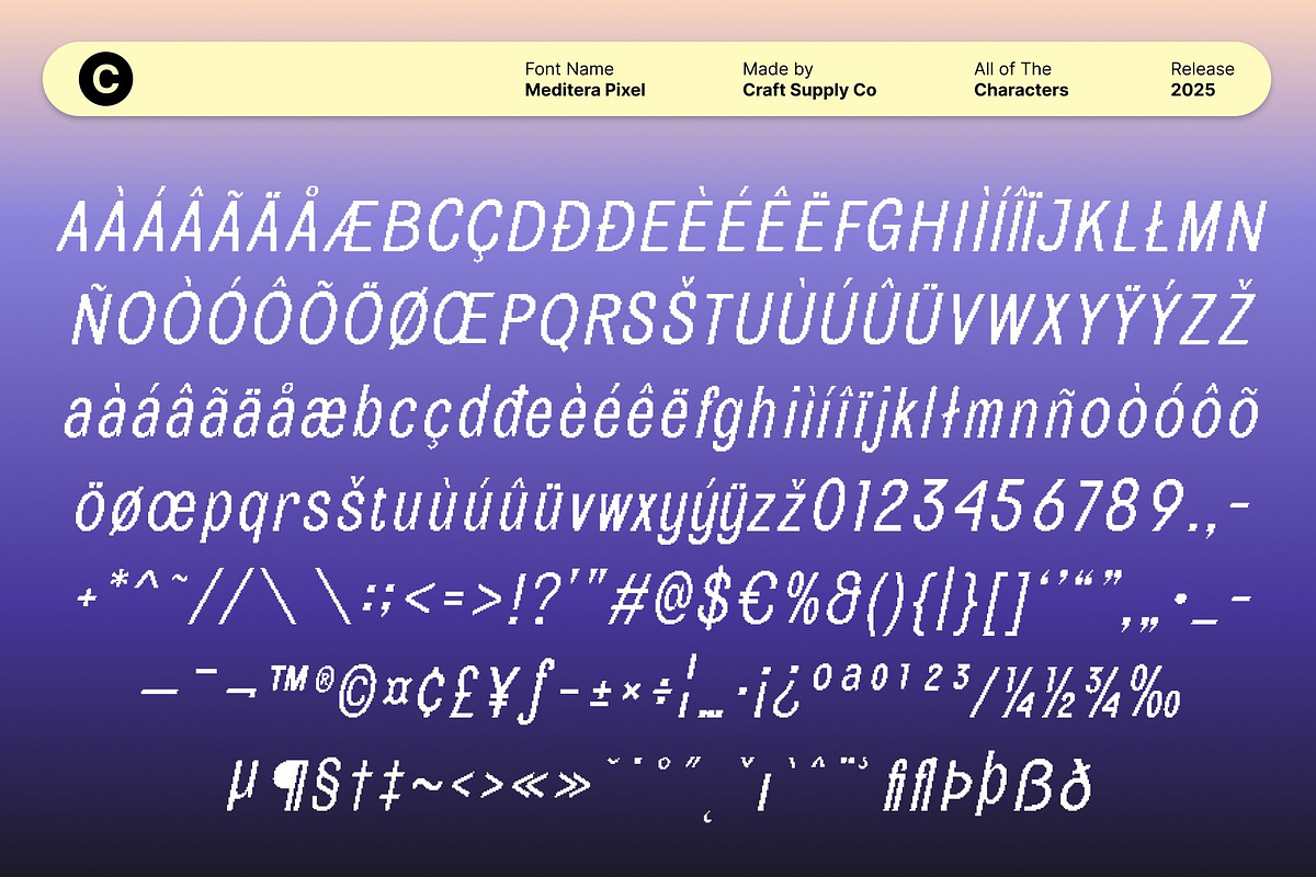 Meditera Pixel, a Sans Serif Font by Craft Supply Co. (Photo 8 of 8)