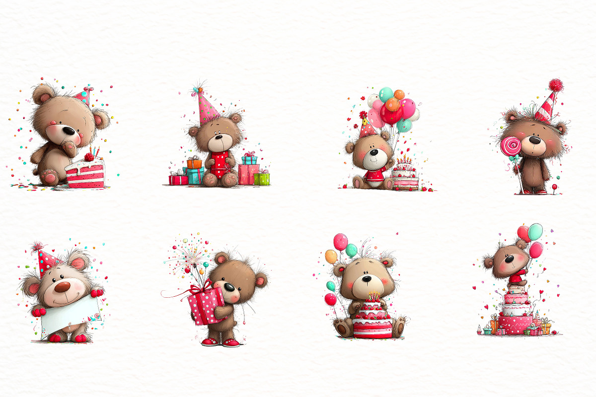 whimsical birthday teddy bear Clipar, an Illustration by Designworld (Photo 4 of 4)
