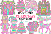 Brushstroke Christmas Clipart Bundle, an Illustration by Craft Nest (Thumbnail 1 of 6)