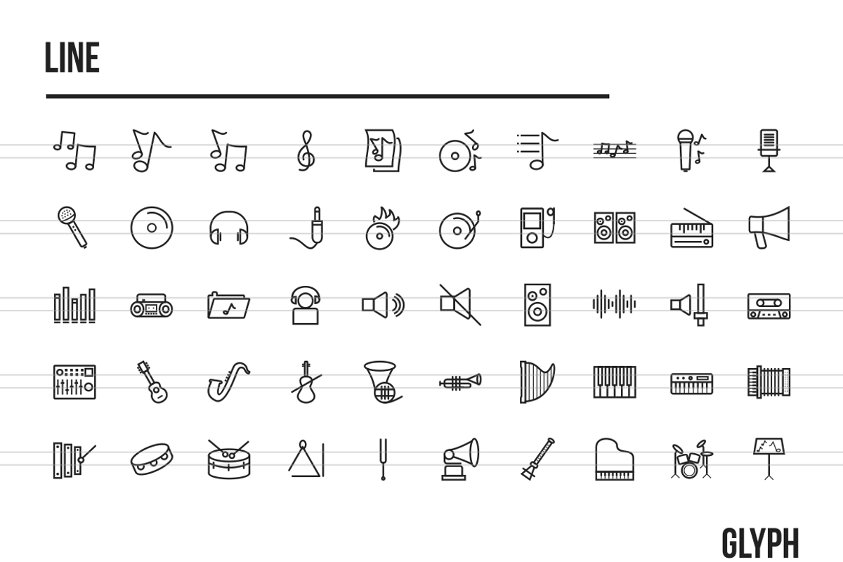 650 Music Icons, an Outline Icon by IconBunny (Photo 2 of 3)