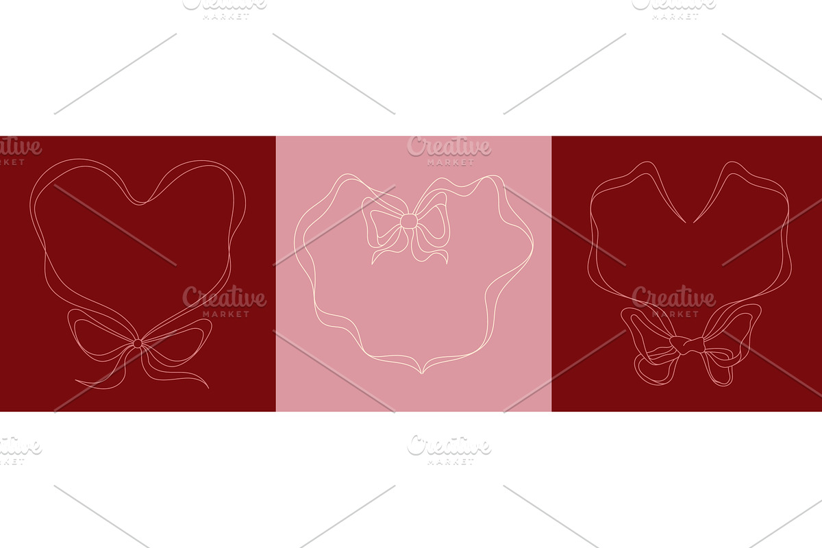 Coquette ribbon heart frames set on, an Illustration by art PVP - market