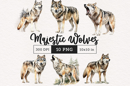 Majestic Wolf Clipart, an Animal Illustration by PaintPixelCo