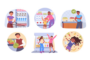 Grocery shopping concept, a Finance Illustration by alexdndz