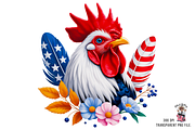 Patriotic Rooster Sublimation PNG, a Graphic by Clipart Bloom (Thumbnail 5 of 13)