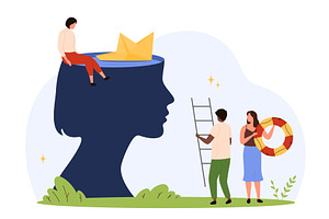 Supporting Mental Health care, an Education Illustration by Flashvector