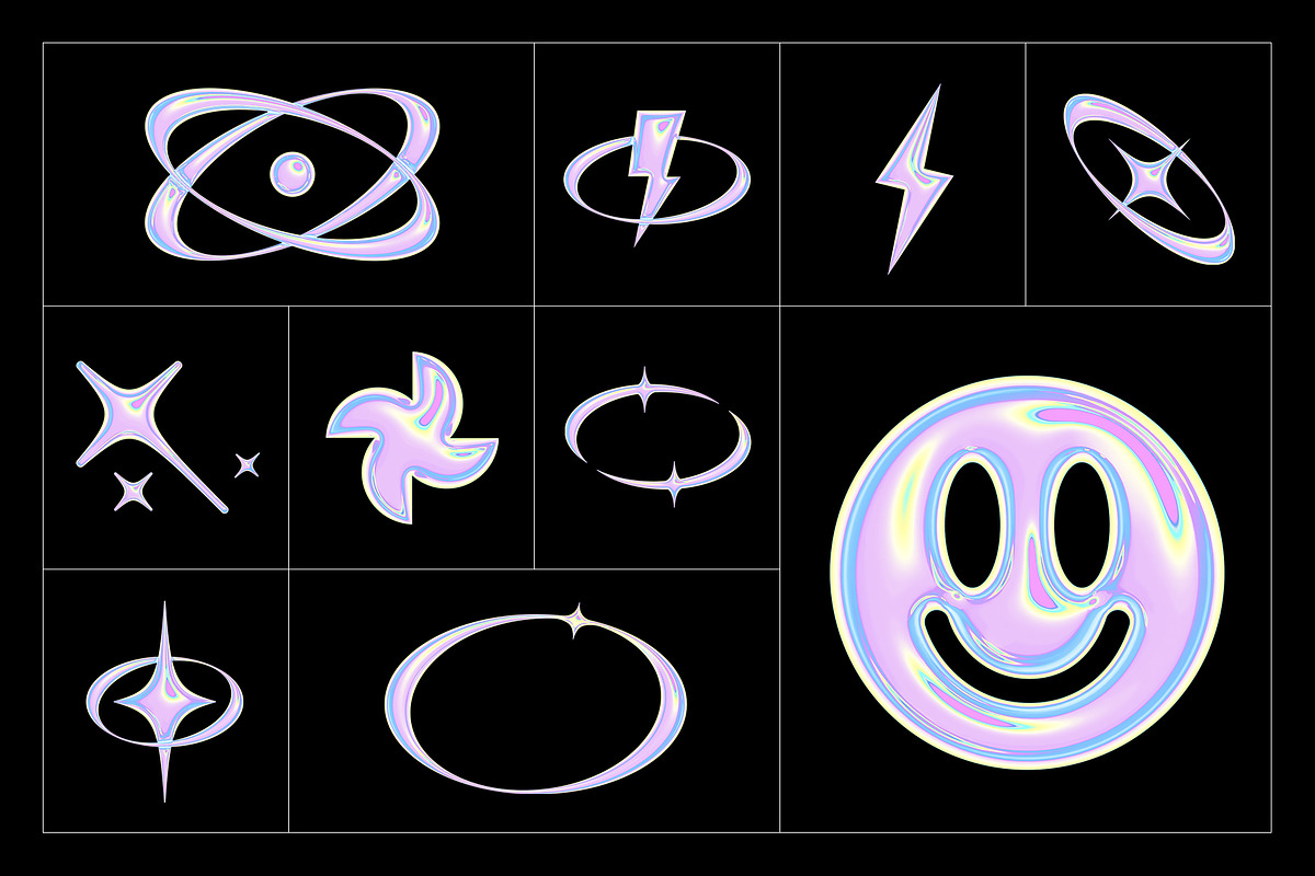 Y2K PNG Elements - 7 Color Versions, an Object Graphic by Graphicdome (Photo 11 of 11)