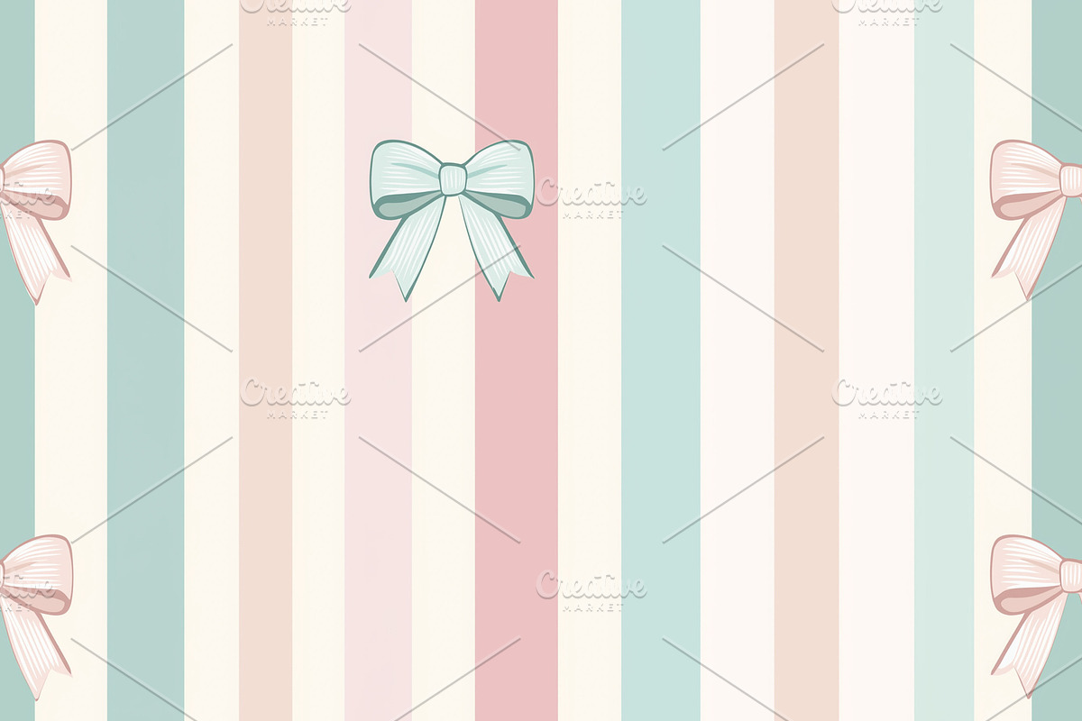 Seamless pattern pastel colored stripes background with ribbons, a Pattern Graphic by Studio ANNA