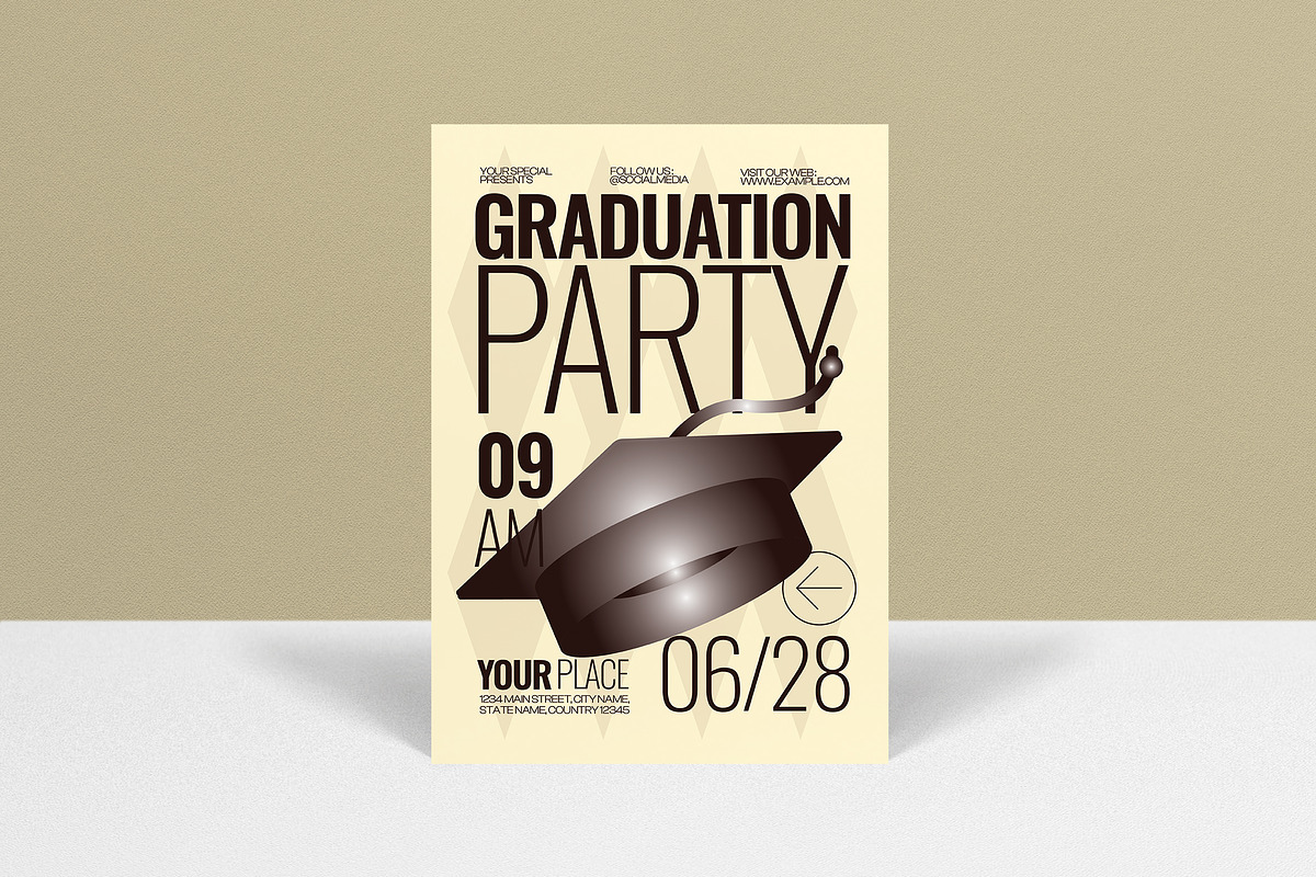 Beige Graduation Party Invitation, a Card Template by graphicook (Photo 1 of 3)