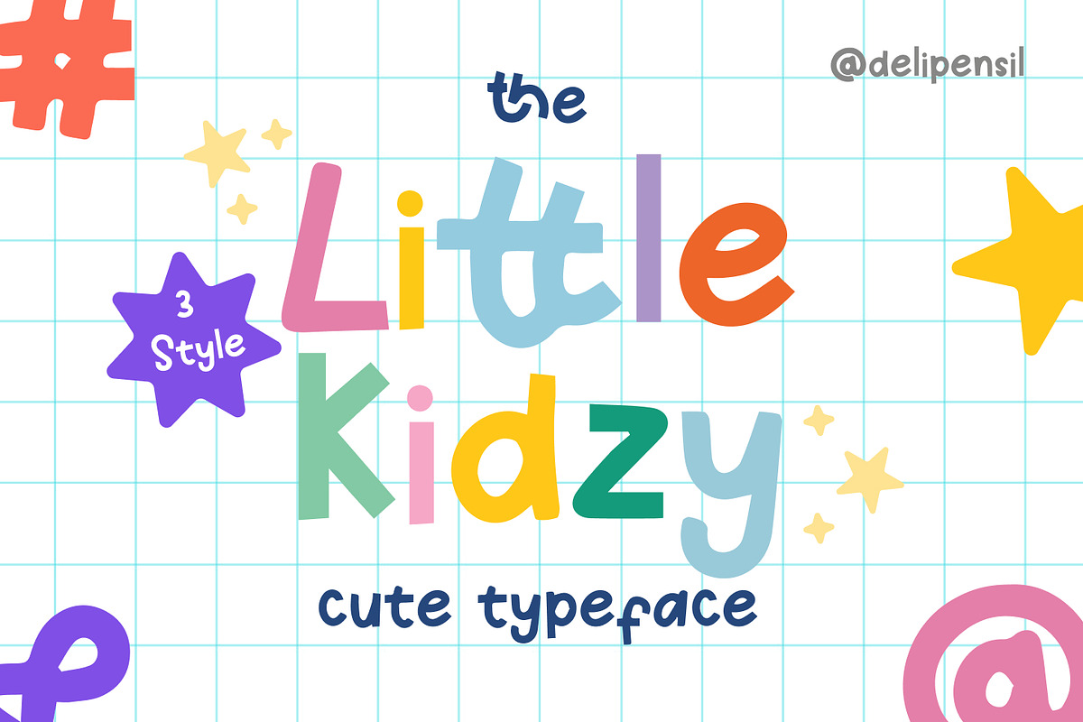 Little Kidzy – Cute Handwriting Type, a Font by delipensil (Photo 1 of 9)