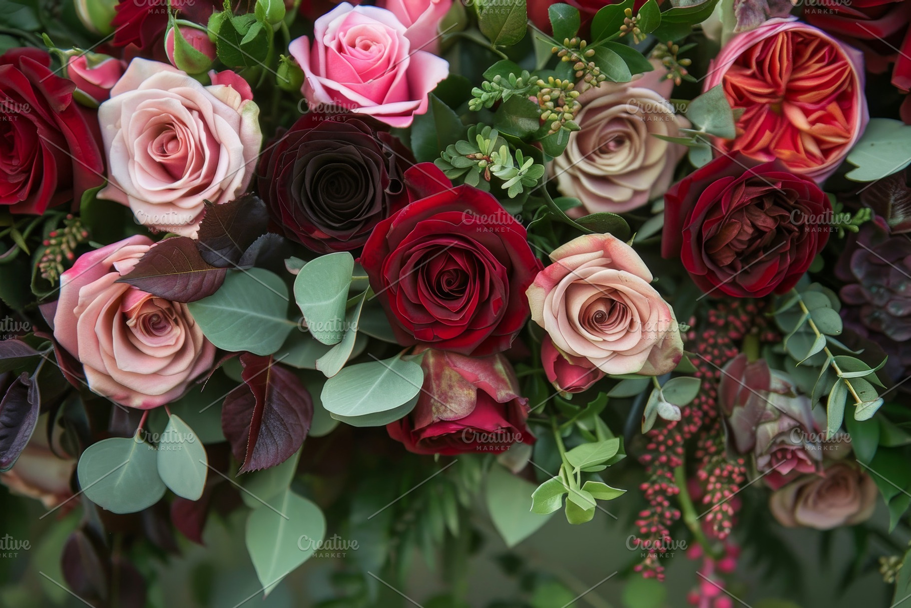 A variety of red and pink roses arra, a Photo by Iftikhar Alam