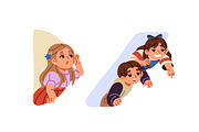 Happy kids peeking, looking out set, an Illustration by PaperTrident (Thumbnail 2 of 7)