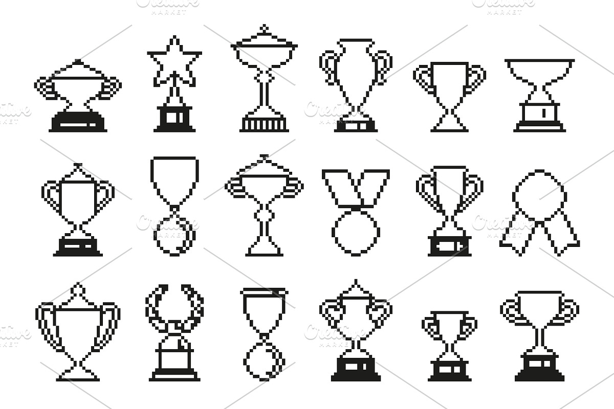 Medals and trophy black pixelated, an Object Graphic by LadadikArt (Photo 2 of 3)