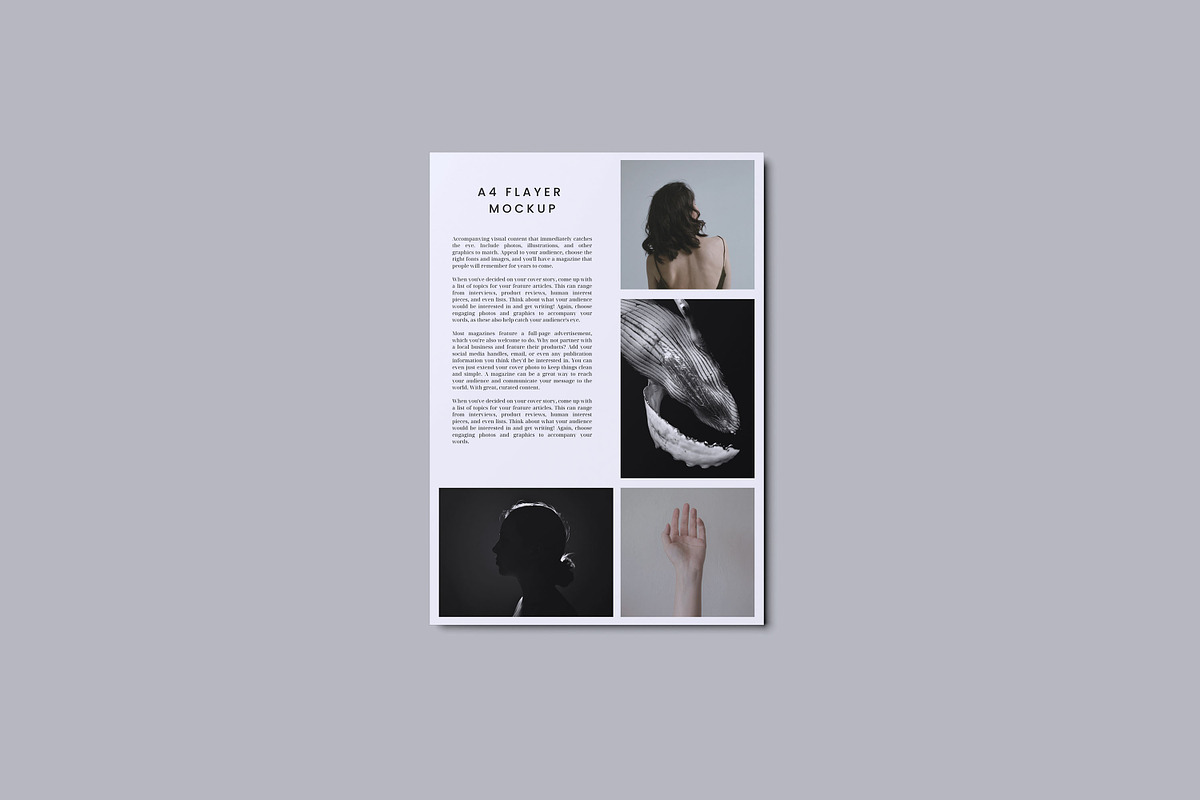 A4 Flyer Mockup, an Advertising Mockup by xavier_studio (Photo 2 of 5)