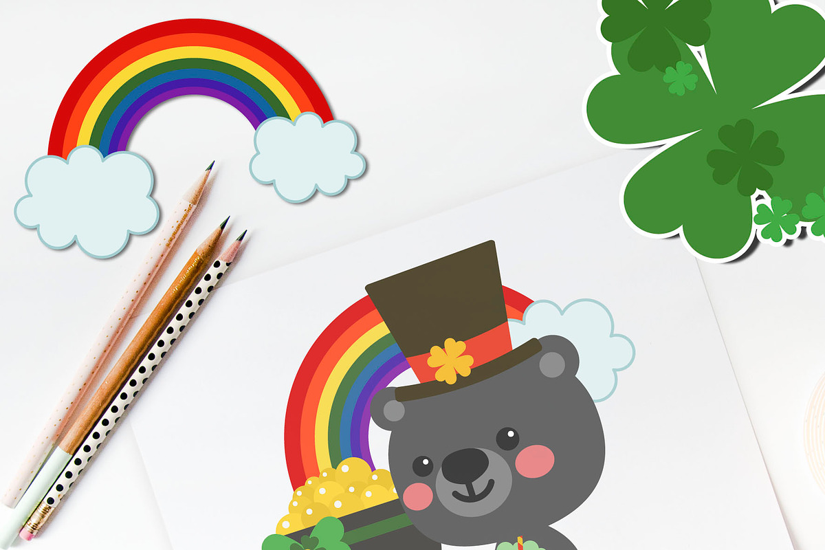 Happy St. Beartrick Day Clip Art, a Seasonal Illustration by Cozy Cat Design (Photo 4 of 10)