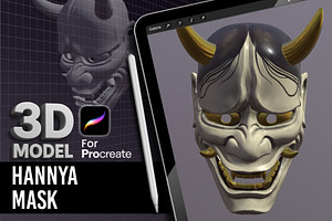 Hannya Mask 3D Model for Procreate
