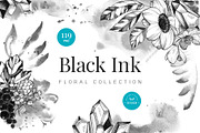 Black Ink Flowers and Watercolor, an Illustration by WBS Design (Thumbnail 1 of 26)