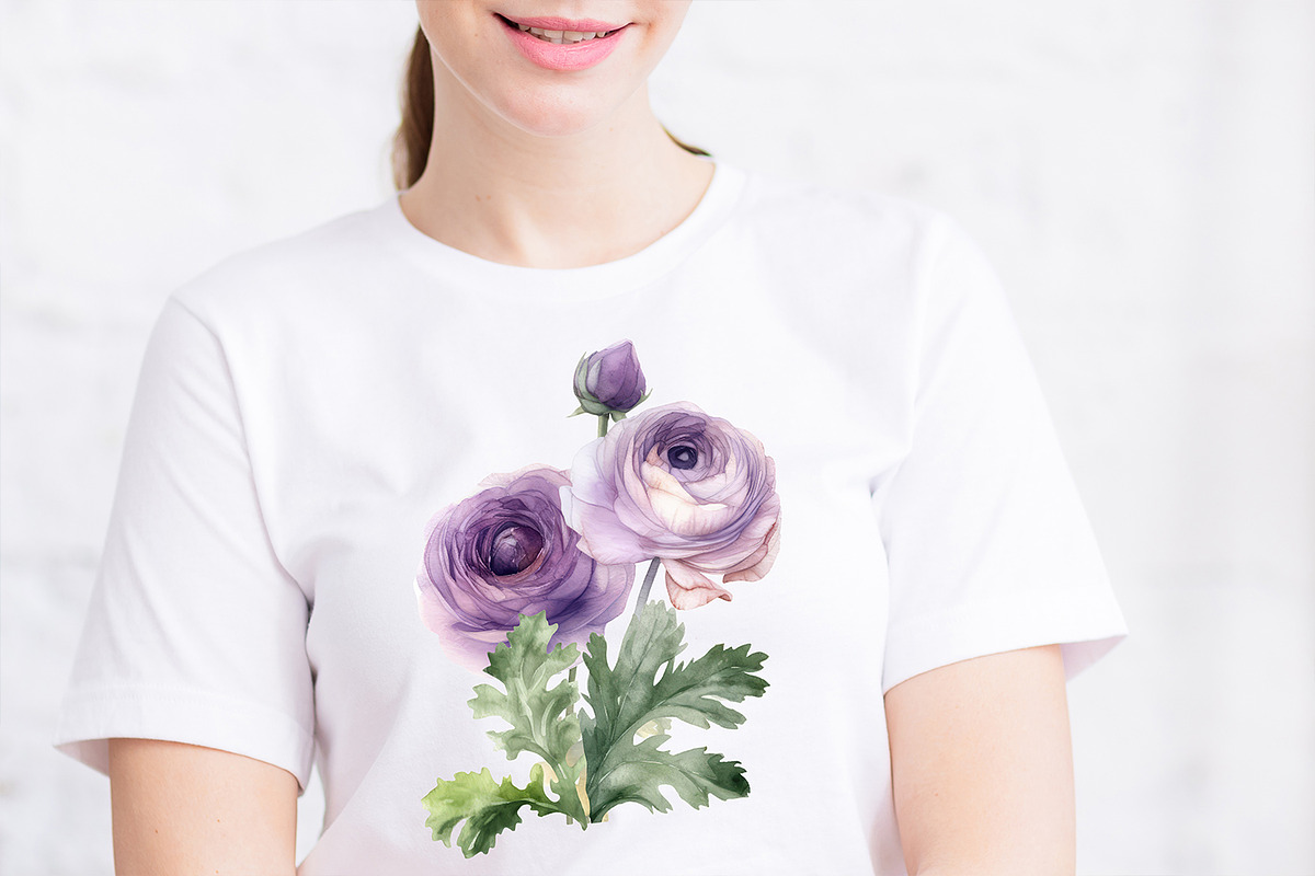 Ranunculus clipart, Watercolor flora, a Decorative Illustration by ElenazlataArt (Photo 6 of 6)