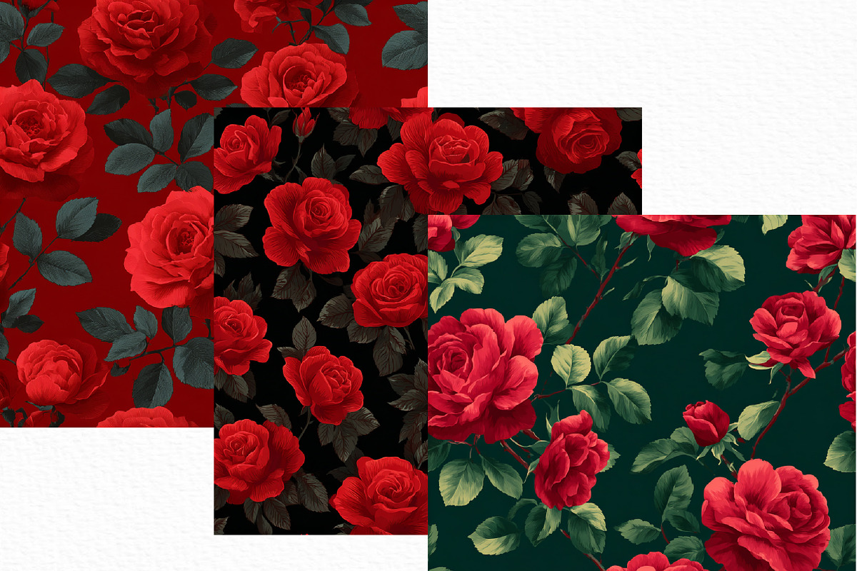 Seamless Red Rose Pattern, an Illustration by Craft Nest (Photo 4 of 6)