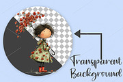 Whimsical Girls Floral Spring Clipar, an Illustration by Canvas Craft (Thumbnail 2 of 7)