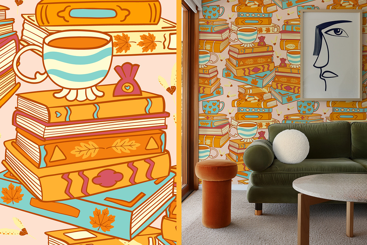 Autumn Books vector clipart patterns, an Education Illustration by Carpet Tapete Pretzel (Photo 8 of 13)